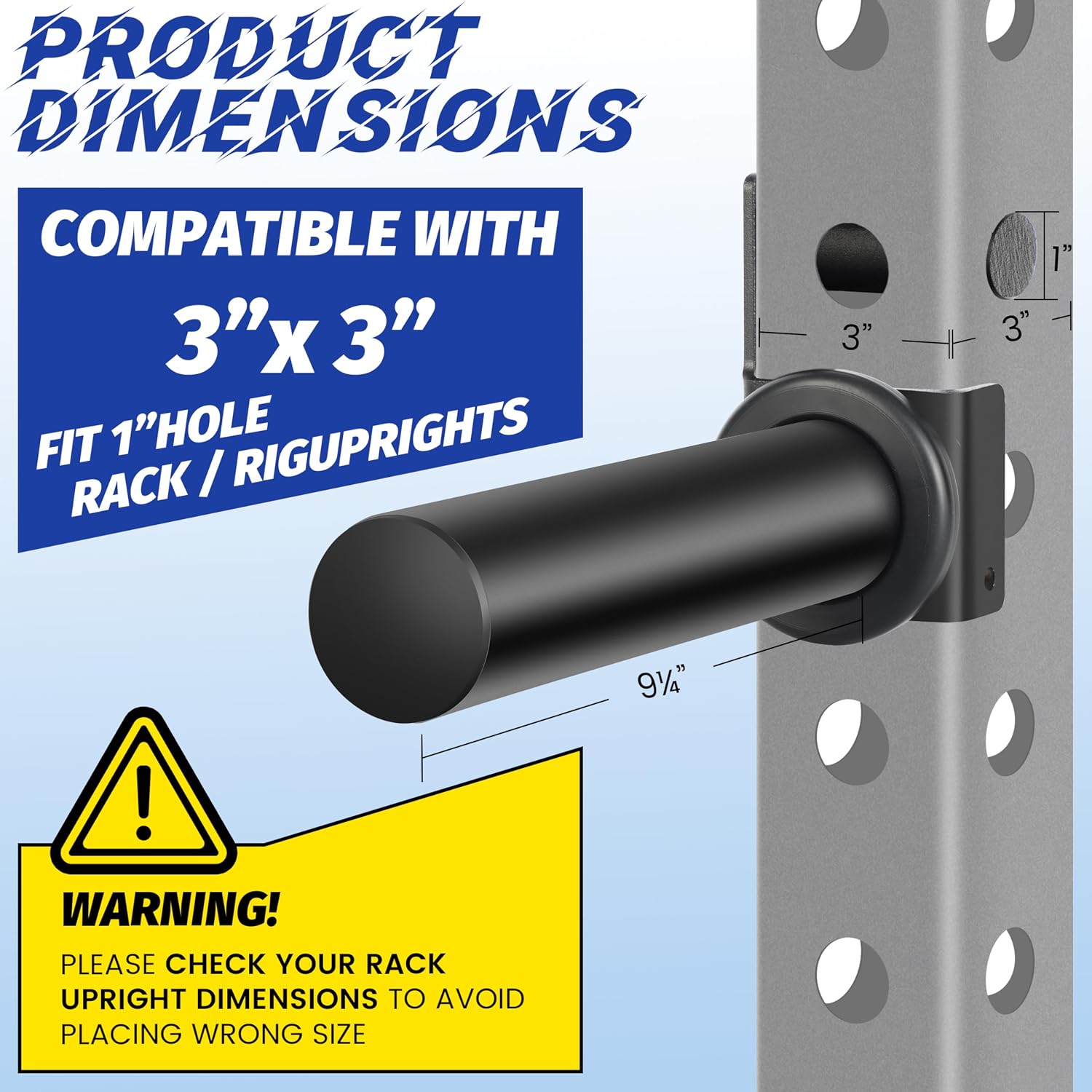 EVERYMATE Power Rack & Squat Rack Attachments Olympic Weight Plate Holder – Fits 2x2,2.3x2.3,3x3 Inch Tubes, 1" or 5/8" Hole – Bumper Plate Storage - Image 2