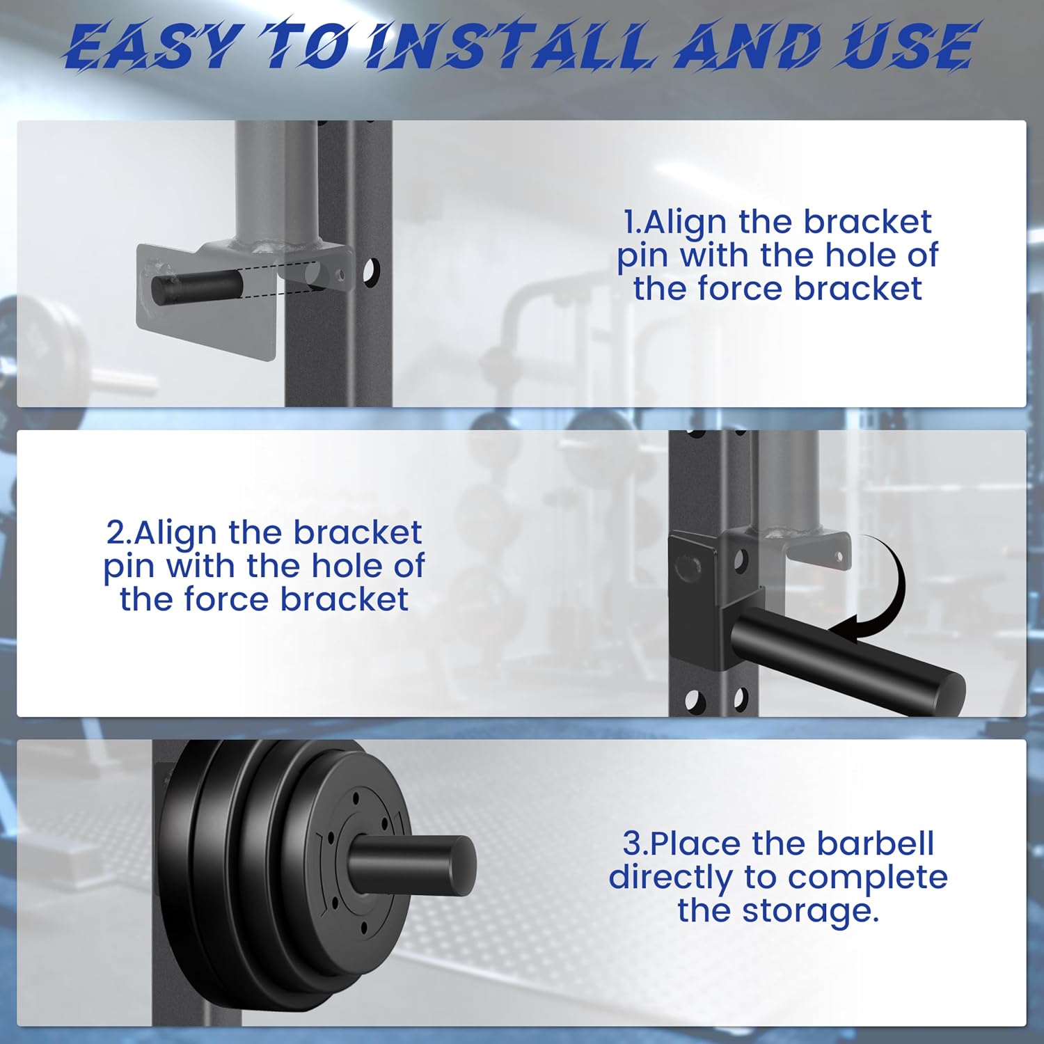 EVERYMATE Power Rack & Squat Rack Attachments Olympic Weight Plate Holder – Fits 2x2,2.3x2.3,3x3 Inch Tubes, 1" or 5/8" Hole – Bumper Plate Storage - Image 4