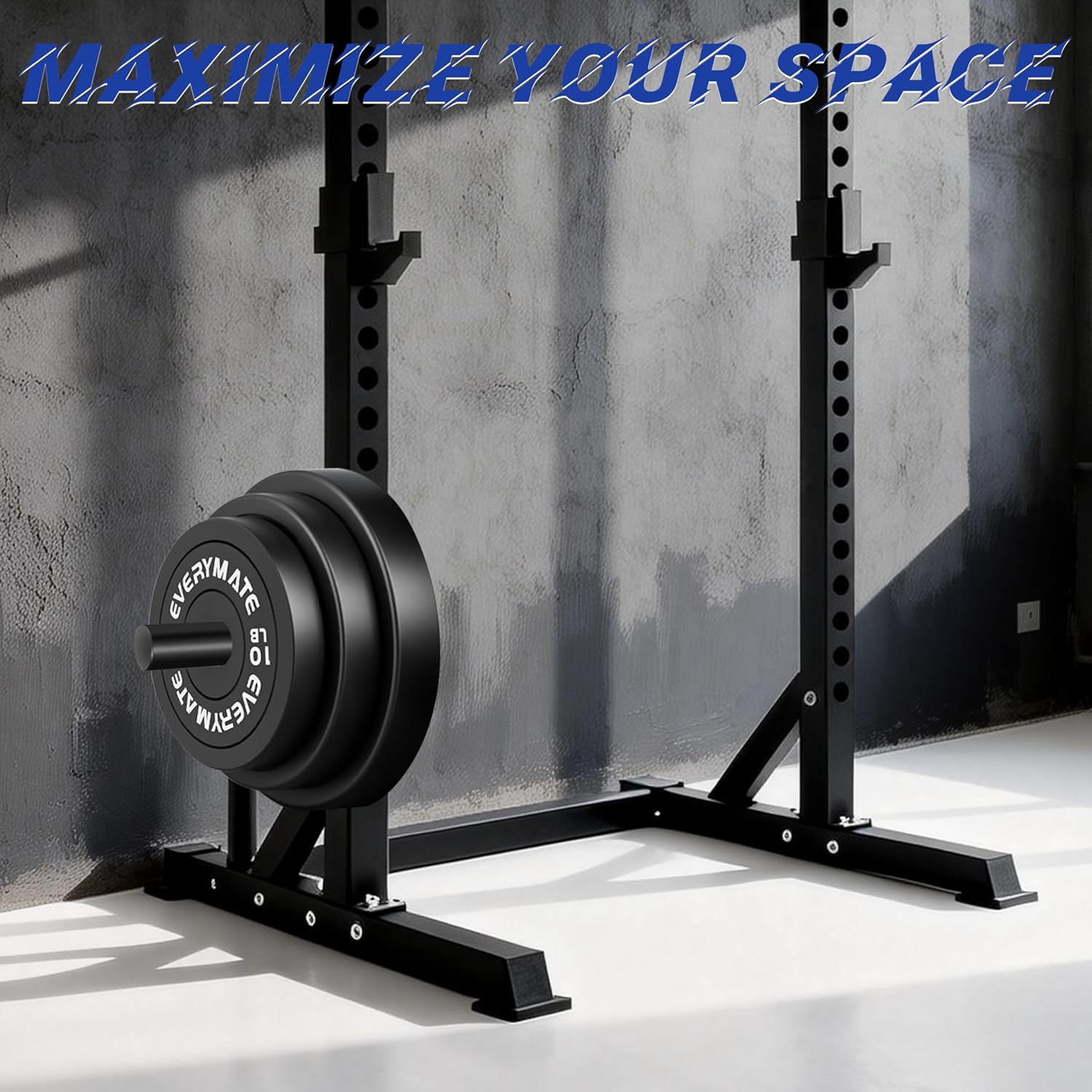 EVERYMATE Power Rack & Squat Rack Attachments Olympic Weight Plate Holder – Fits 2x2,2.3x2.3,3x3 Inch Tubes, 1" or 5/8" Hole – Bumper Plate Storage - Image 7