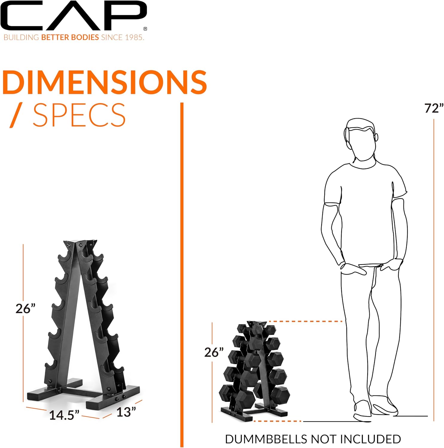 Cap Dumbbell Rack for Home Gym, Space-Saving Free Weight Rack, Compact Weight Storage Rack for Hex Dumbbells, 3-Tier & 5-Tier Options, 80-200lb Capacity - Image 4