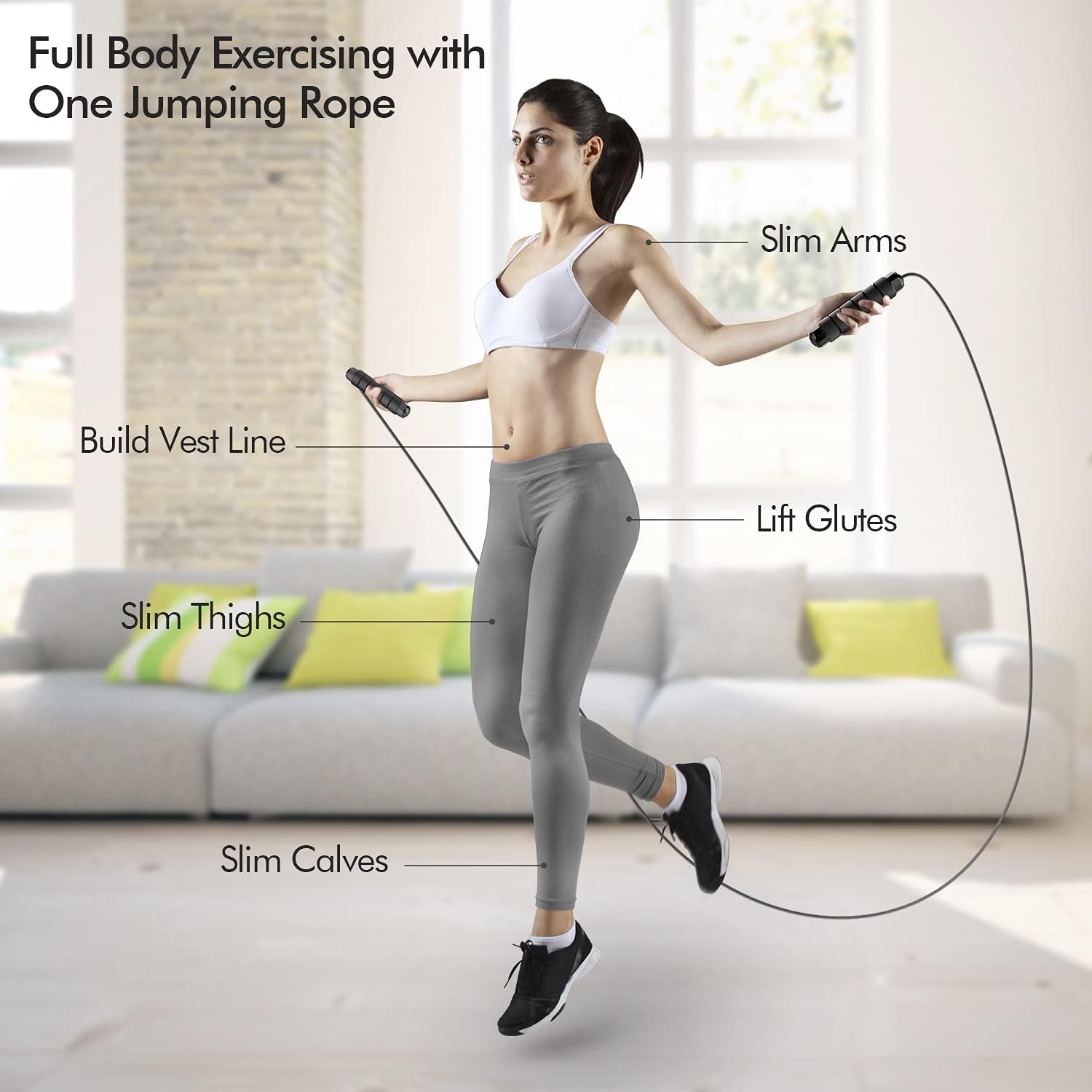 Jump Rope, Tangle-Free Rapid Speed Jumping Rope Cable with Ball Bearings for Women, Men, and Kids, Adjustable Steel Jump Rope with Foam Handles for Home Gym Exercise Fitness Workout Equipment & Slim Body - Image 7