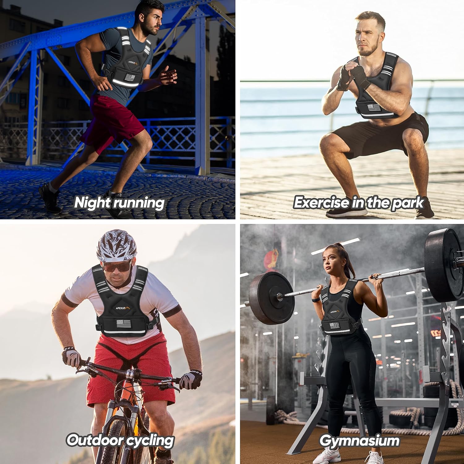 APEXUP Adjustable Weighted Vest, 4-10lb/12-18lb/20-32lb Vest with 6 Ironsand Weights and Large Pocket, Weight Vest for Men Women Strength Training, Running, Walking - Image 9