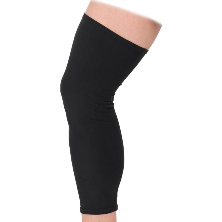 Knee Brace Undersleeve, Protective Leg Sleeve Liner for Sensitive Skin Chafing Prevention, Comfort Tapered Compression Shield for Post-Surgery Recovery, Fits Men Women, Black (S)