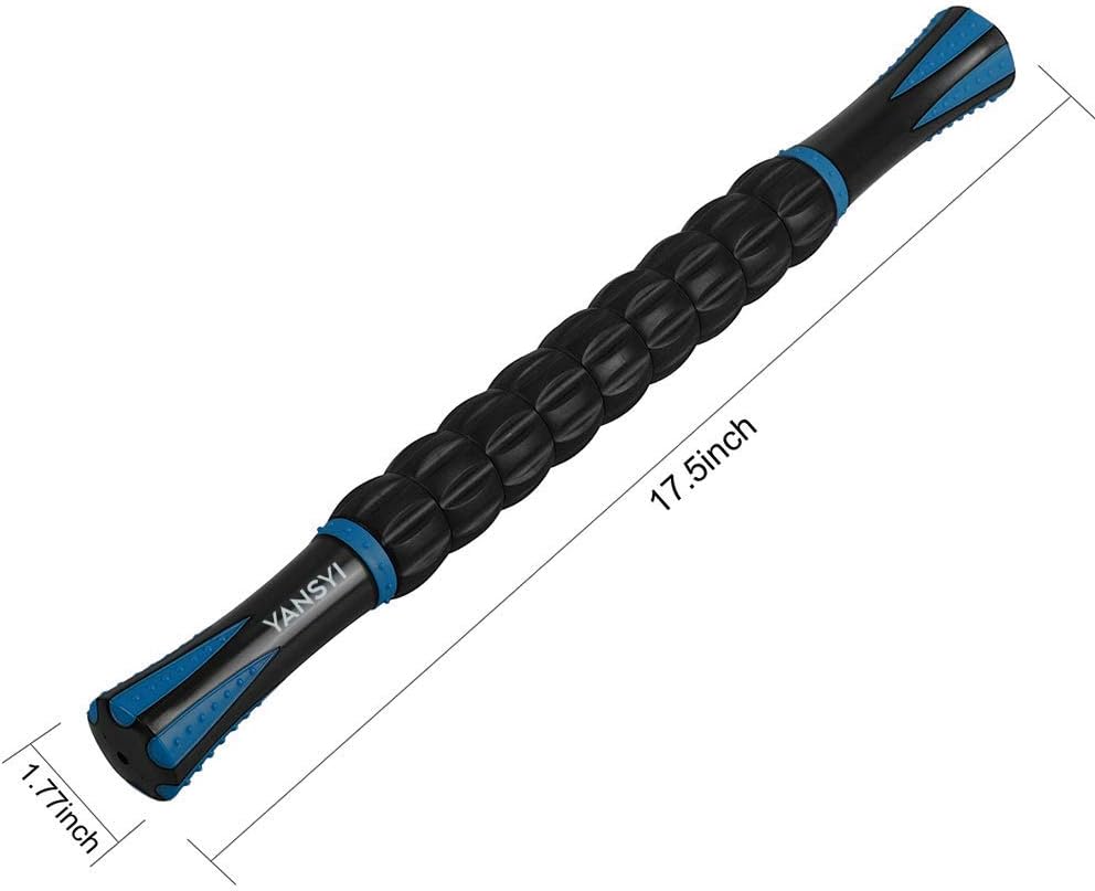 YANSYI Professional 9-Roller Deep Tissue Massage Stick - Portable Muscle Recovery Roller for Athletes, Relieves Post-Workout Soreness & Leg/Back Pain - Portable Physio Tool (Blue 1) - Image 2