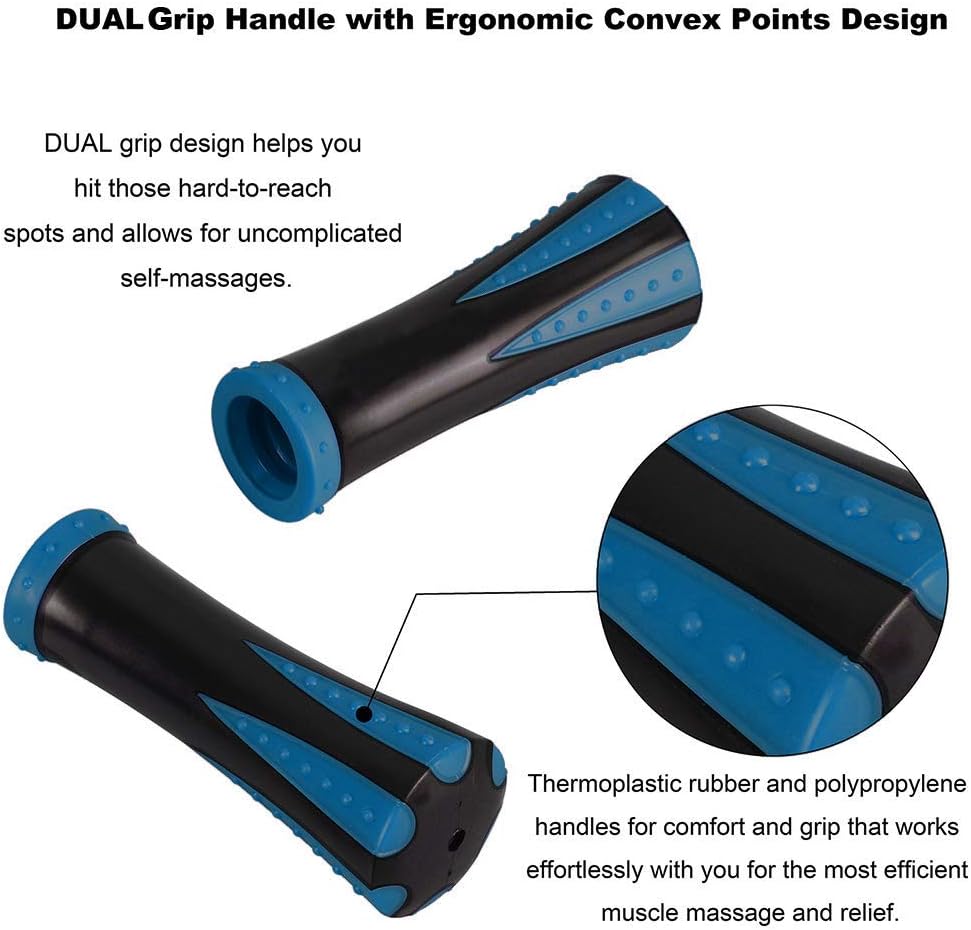 YANSYI Professional 9-Roller Deep Tissue Massage Stick - Portable Muscle Recovery Roller for Athletes, Relieves Post-Workout Soreness & Leg/Back Pain - Portable Physio Tool (Blue 1) - Image 4