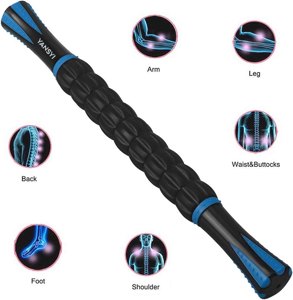 YANSYI Professional 9-Roller Deep Tissue Massage Stick - Portable Muscle Recovery Roller for Athletes, Relieves Post-Workout Soreness & Leg/Back Pain - Portable Physio Tool (Blue 1) - Image 6