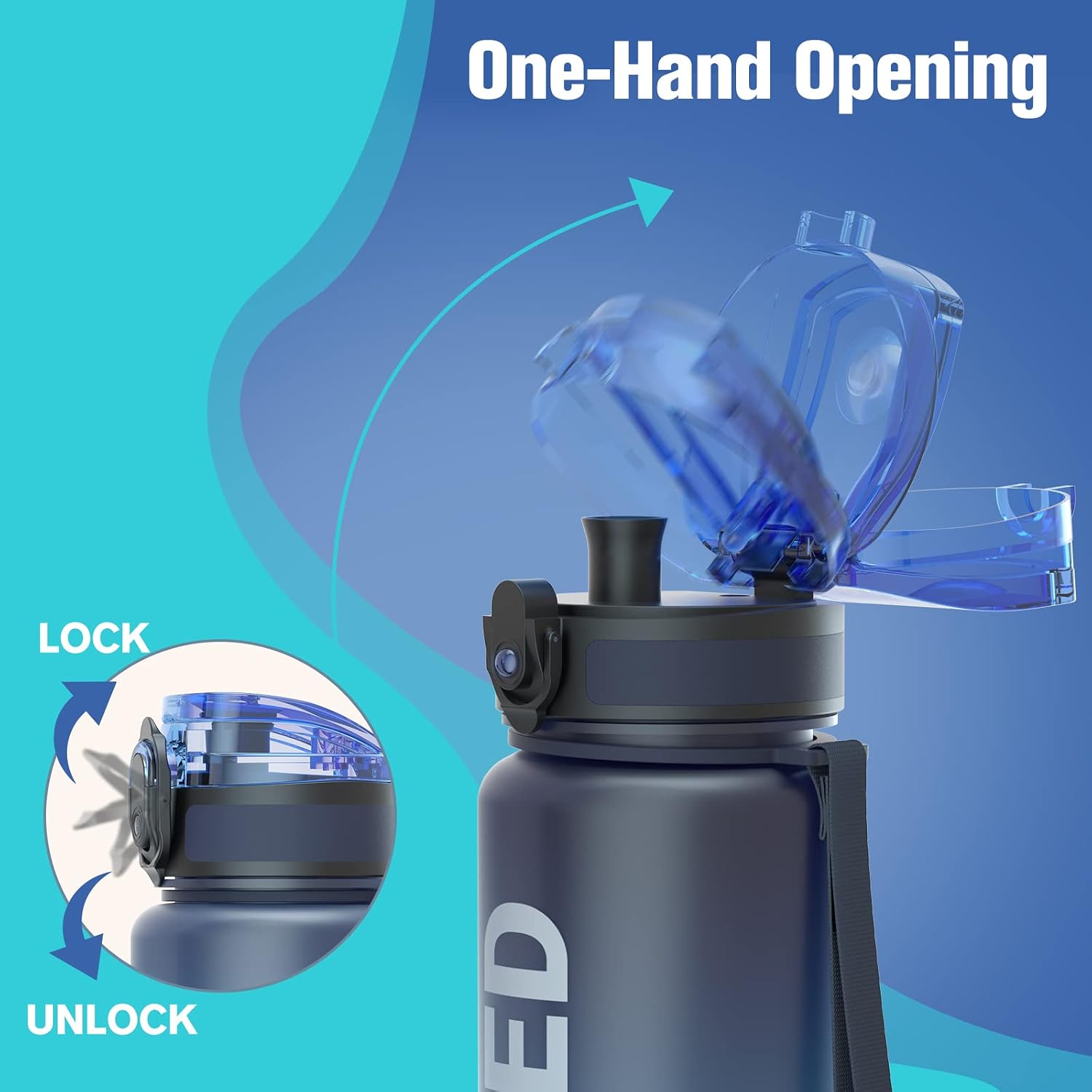 Sahara Sailor Water Bottle 32oz, Tritan Sports Bottle with Time Marker - Image 3