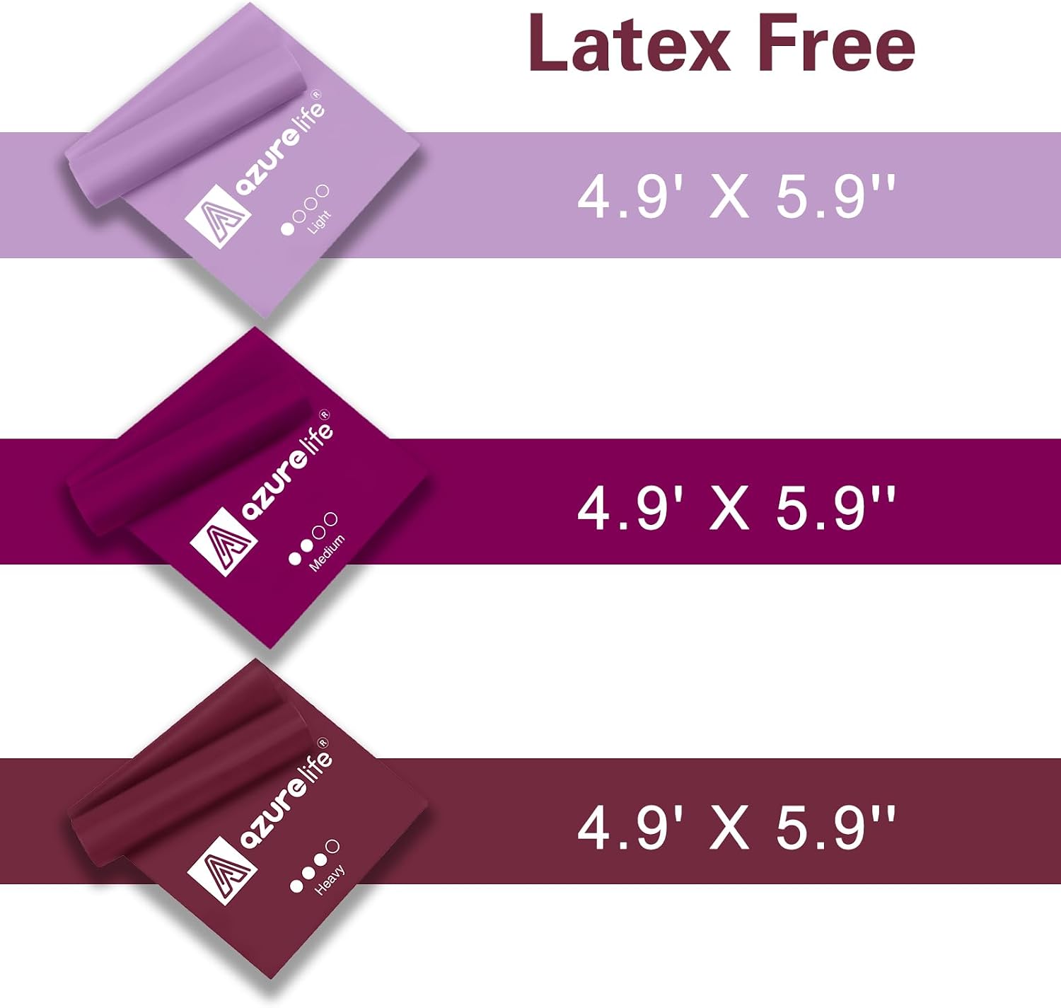 A AZURELIFE Resistance Bands,Professional Long Non-Latex Elastic Stretch Bands,Exercise Bands for Physical Therapy, Yoga, Pilates, Rehab, at-Home or The Gym Workouts, Strength Training - Image 3