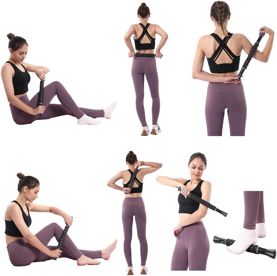 Muscle Roller Massage Roller Stick- Deep Tissue Fascia Blaster for Myofascial Pain Relief, Lymphatic Drainage & Body Sculpting, Handheld Physical Therapy & Recovery Tool (Gray Black-) - Image 8