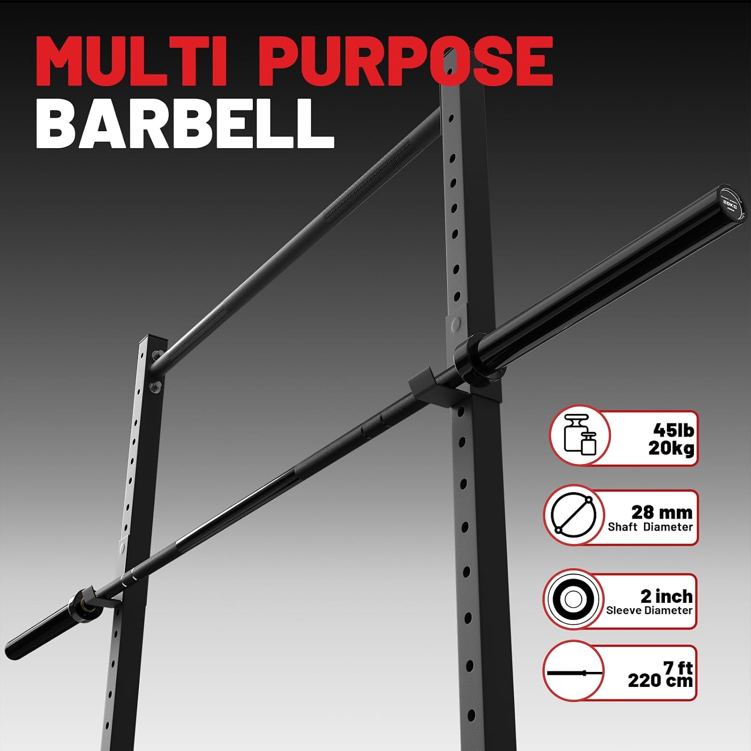 PAPABABE 7ft Barbell 45lb Olympic Barbell 1000/1500lbs Capacity Home Gym - Image 7