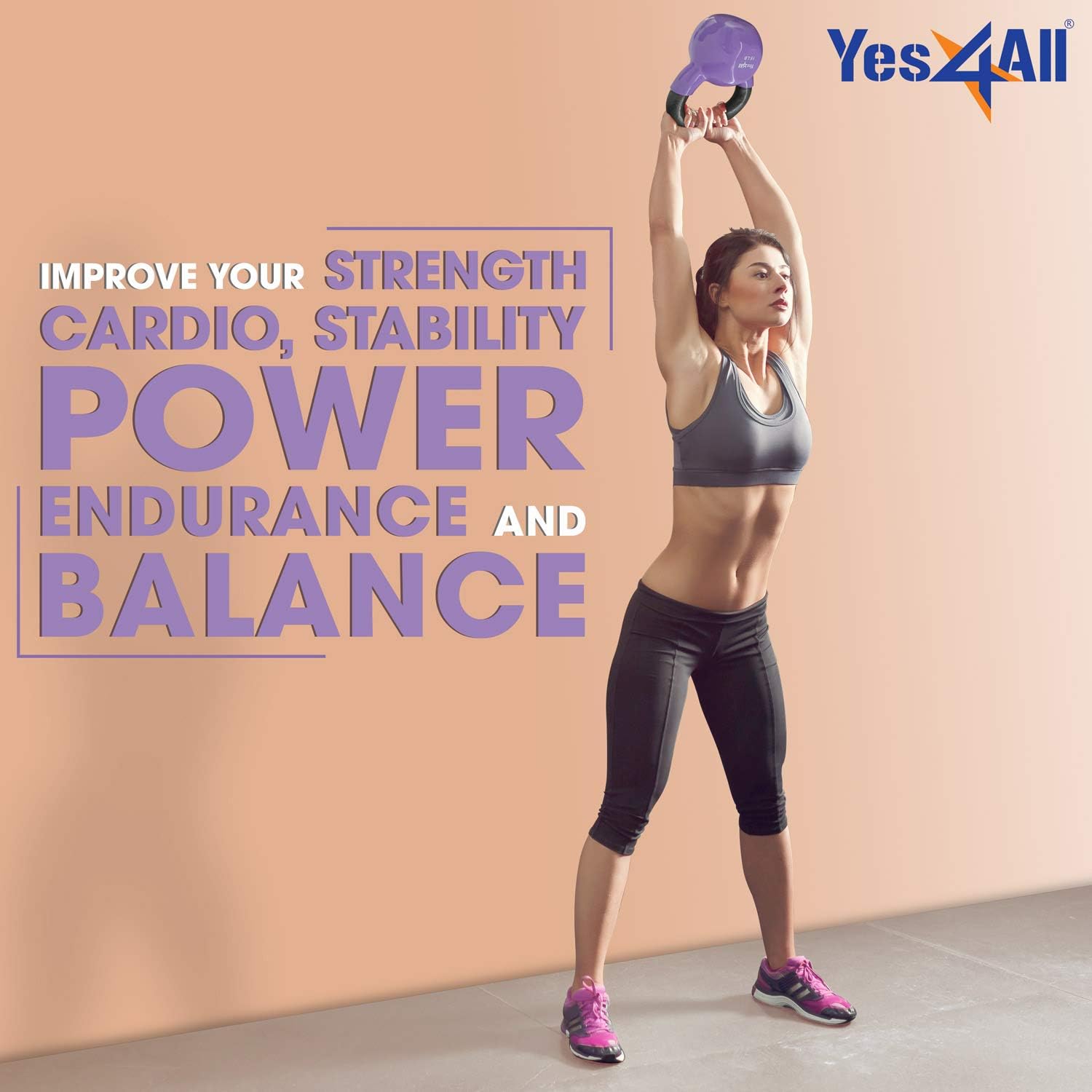 Yes4All Kettlebell, Vinyl Coated Kettlebell Cast Iron Sets with Stable Flat Bottom for Full Body Workout, Push up, Grip Strength Training & Weights Exercises - Image 4