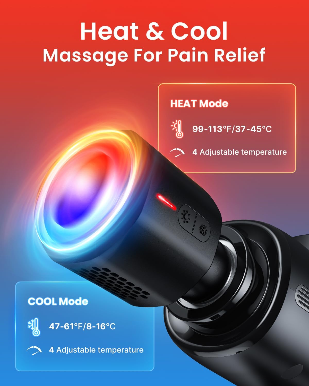 RENPHO Active Thermacool Deluxe Massage Gun with Charging Stand, Heat, Cold - Image 3
