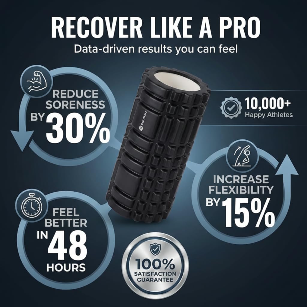 Foam Roller - Deep Tissue Medium Density Muscle Massager with Myofascial Trigger Point Release, Back Massage Roller for Soreness and Mobility 13 x 5.5 Inch, with eBook - Image 5