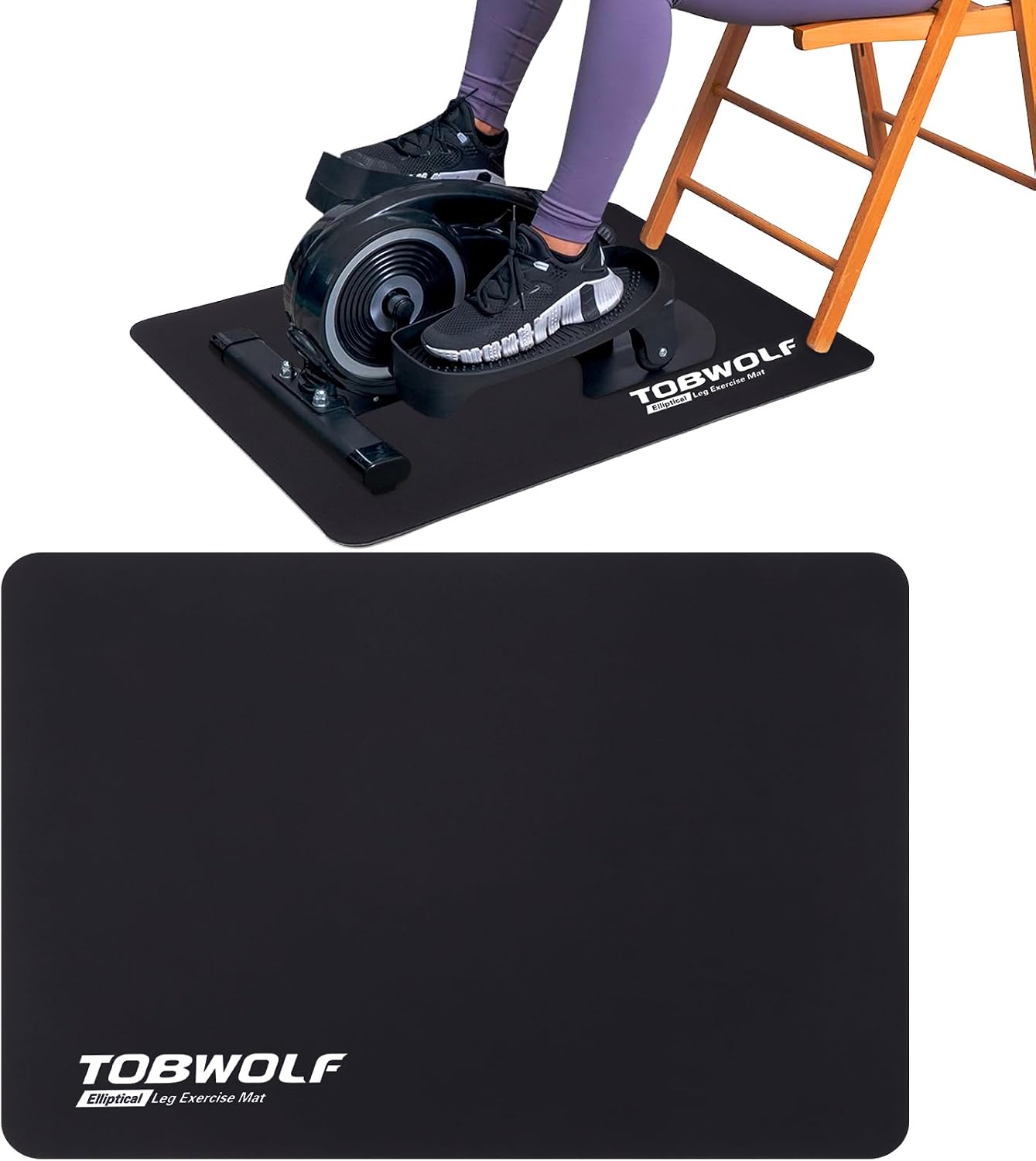 TOBWOLF Non-Slip Workout Mat for Ellipse Leg Exerciser, Ellipse Machine Mat, Exercise Mat for Under Desk Ellipticals, Suitable for Electric Seated Foot Pedal Exerciser, Stability & Floor Protection - Image 9