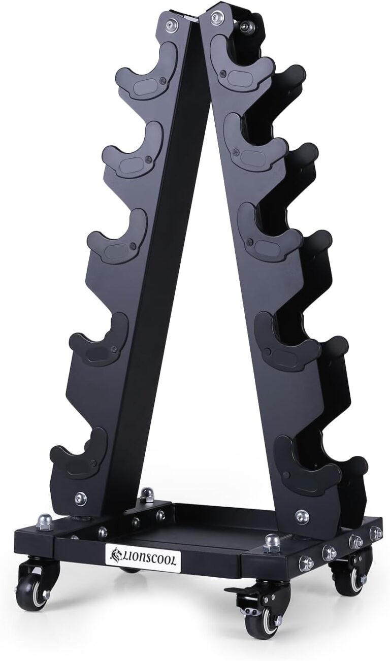 LIONSCOOL Dumbbell Rack Stand Only, A-Frame Rolling Weight Storage and Tray