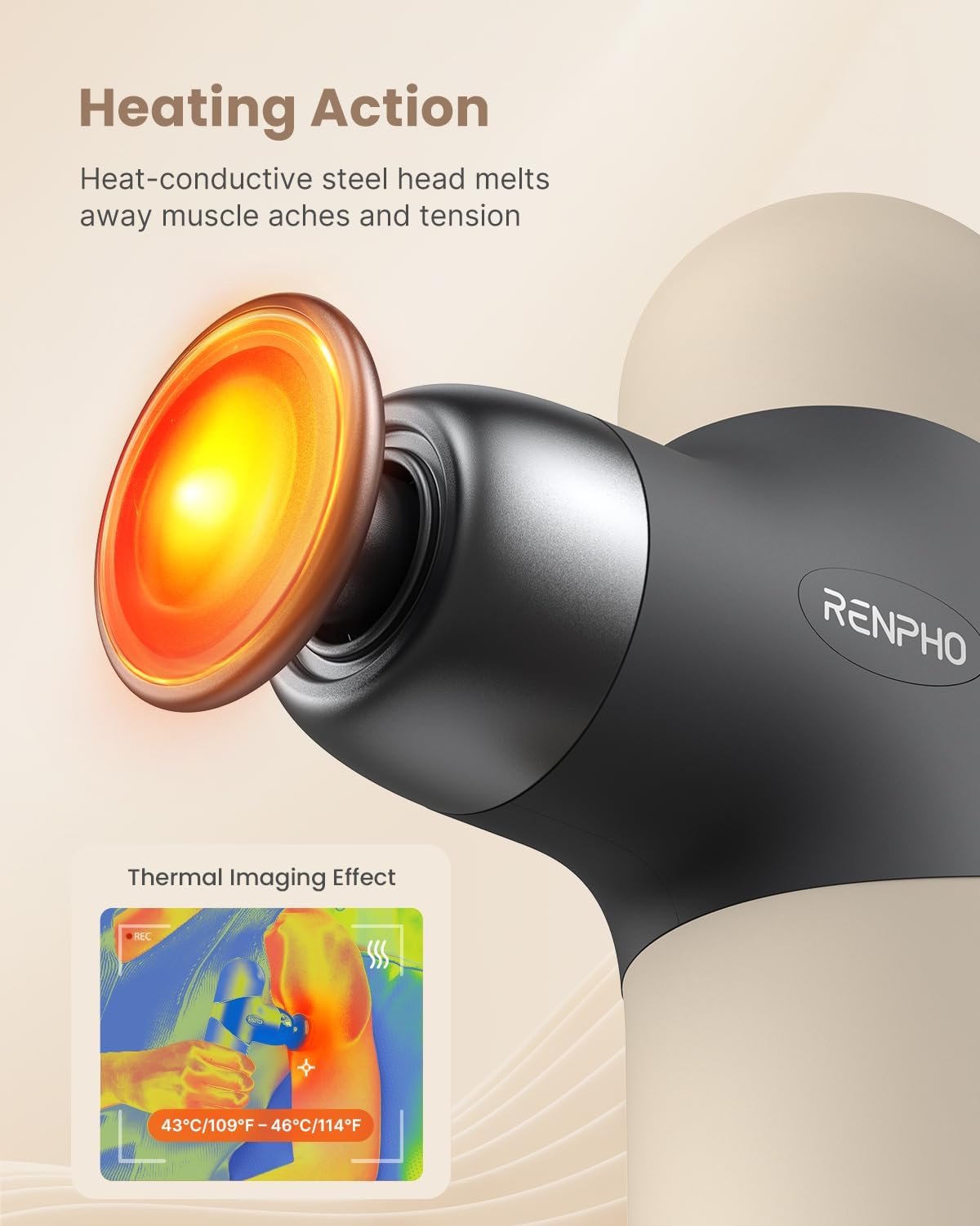 RENPHO Mini Thermal Massage Gun with Heat, Color Silicone Casing, 4 Speeds - Image 2