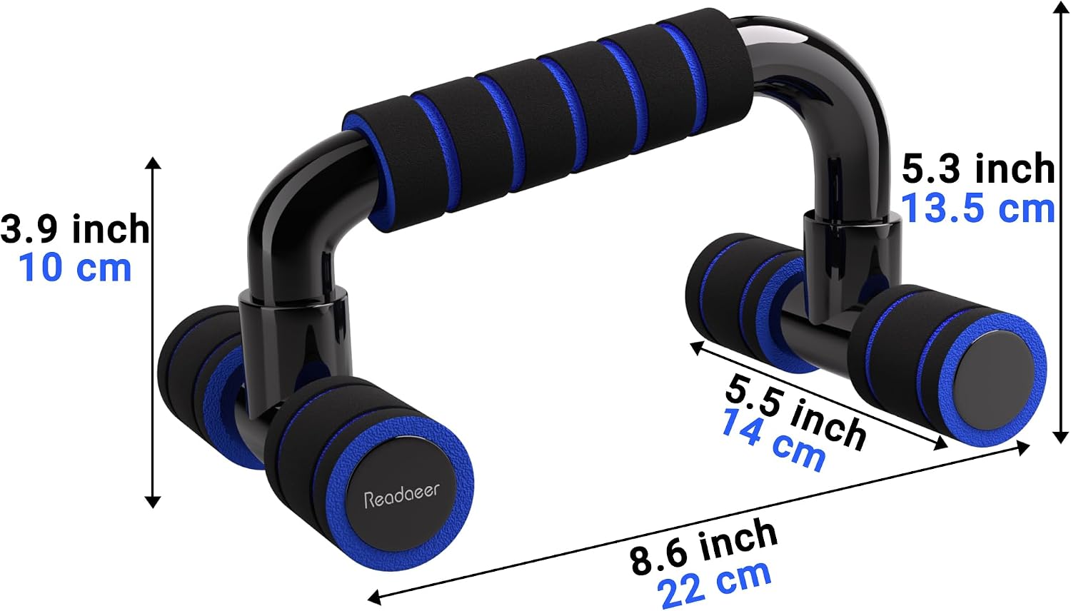 READAEER Push Up Bars Gym Exercise Equipment Fitness 1 Pair Pushup Handles with Cushioned Foam Grip and Non-Slip Sturdy Structure Push Up Bars for Men & Women - Image 5