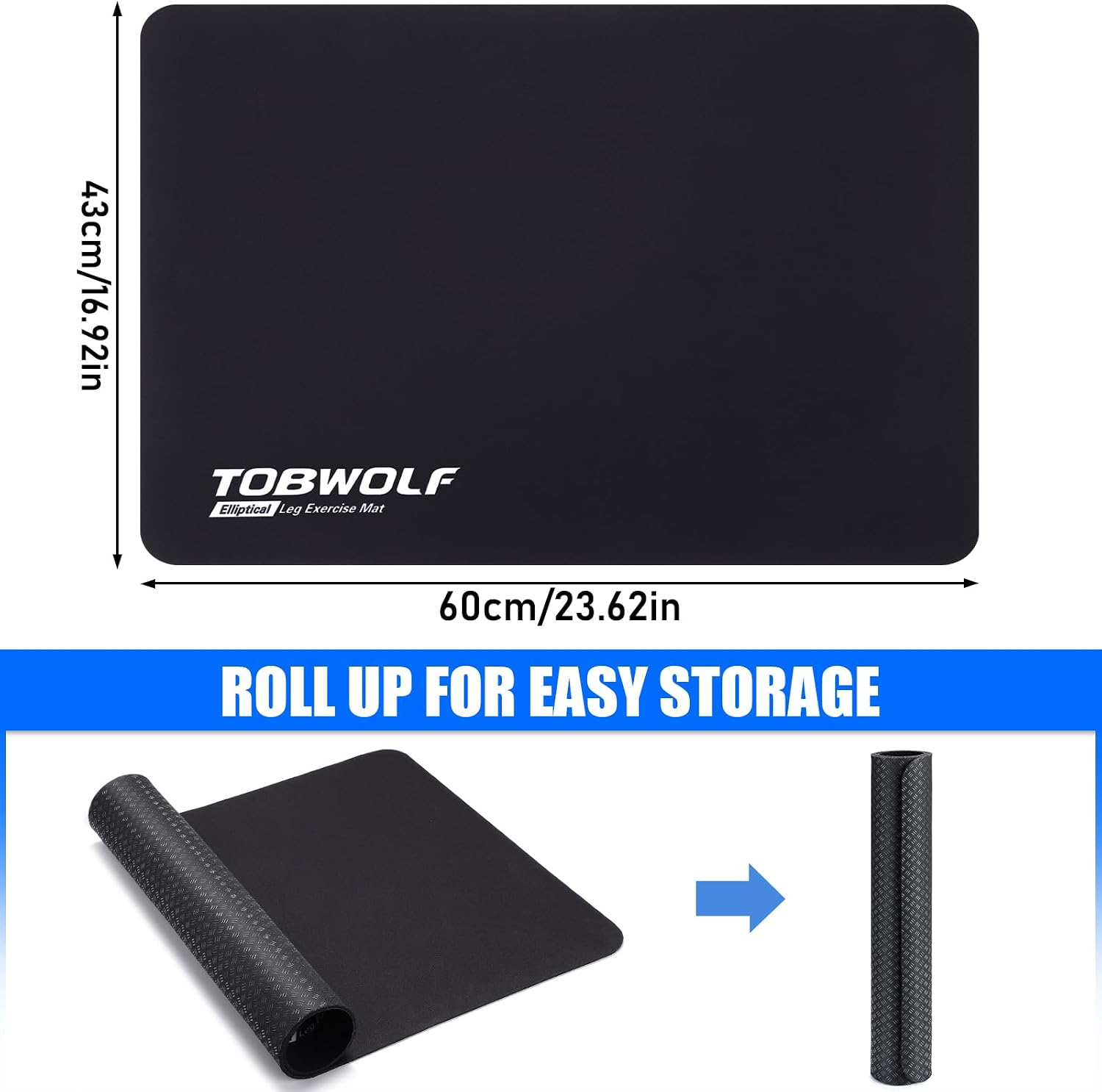 TOBWOLF Non-Slip Workout Mat for Ellipse Leg Exerciser, Ellipse Machine Mat, Exercise Mat for Under Desk Ellipticals, Suitable for Electric Seated Foot Pedal Exerciser, Stability & Floor Protection - Image 2