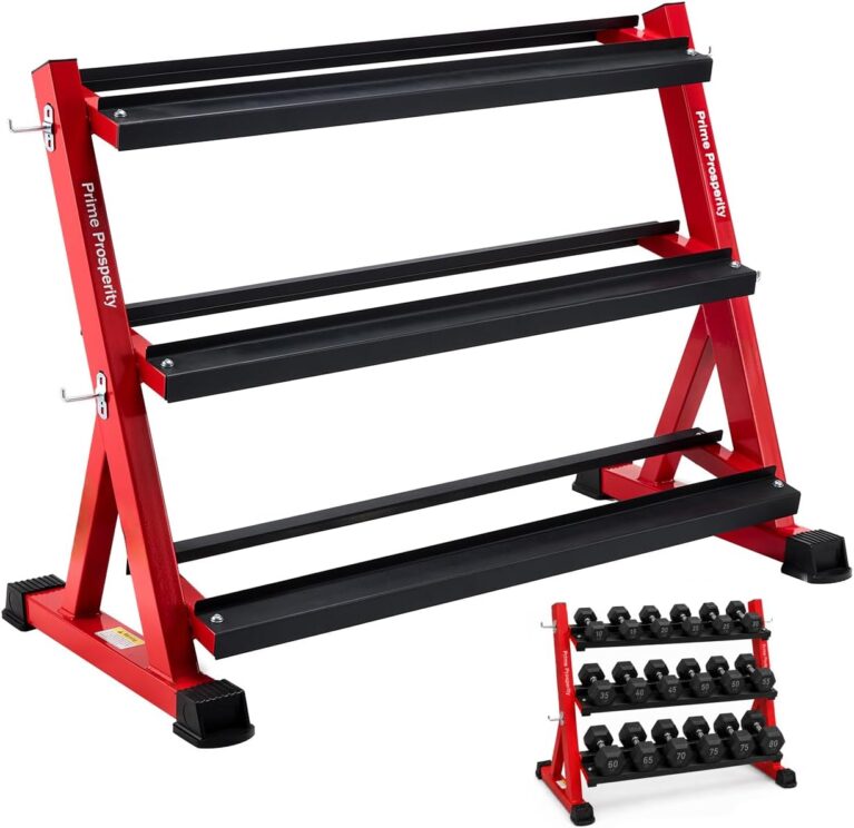 Dumbbell Weight Rack 3 Tier Heavy Duty 1100lbs Organizer Stand Red(Rack Only)