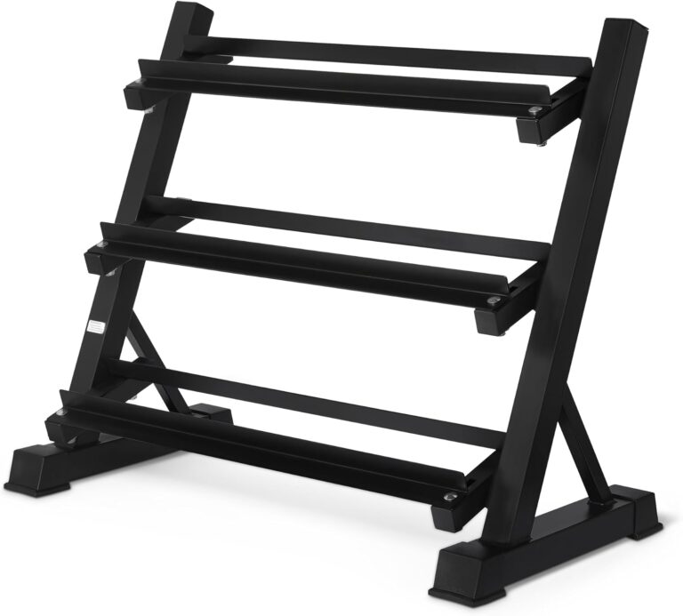 Amazon Basics 3-Tier Adjustable Dumbbell Weight Rack, Sturdy Steel Stand Only, Black
