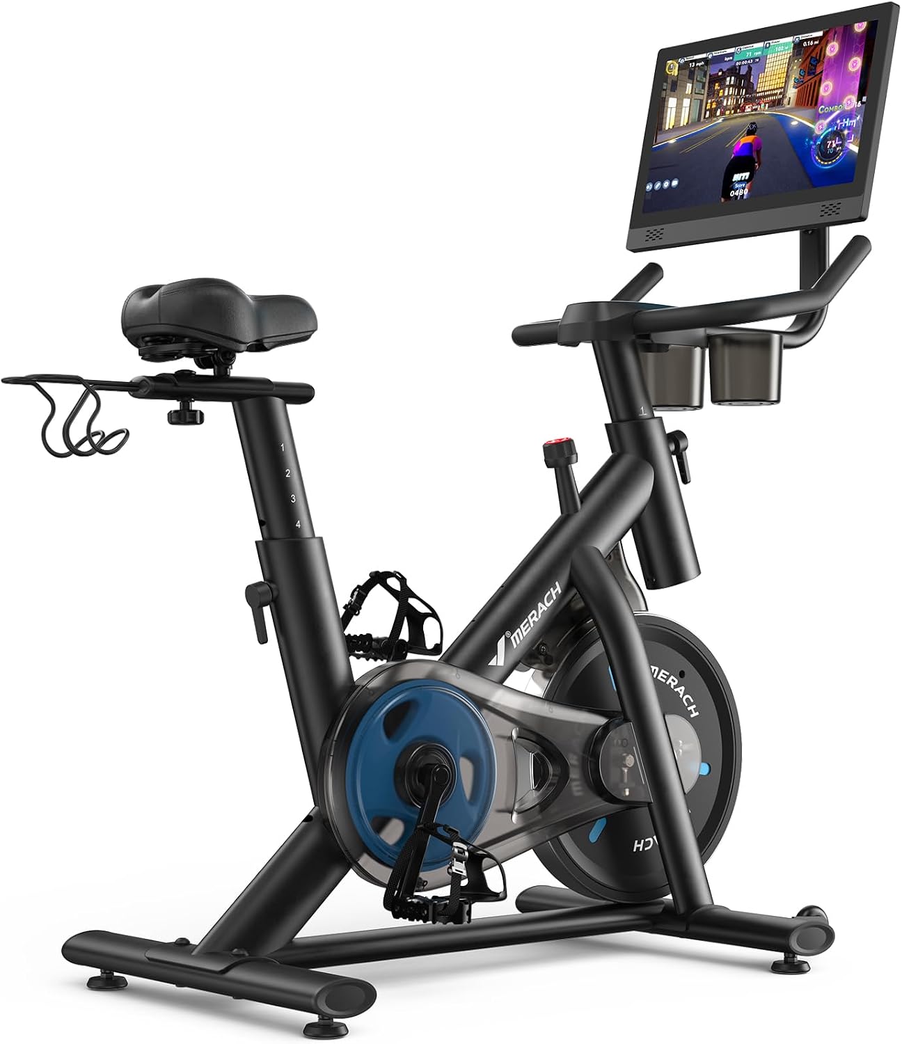 MERACH Exercise Bike, Magnetic Friction Stationary Bike for Home with APP