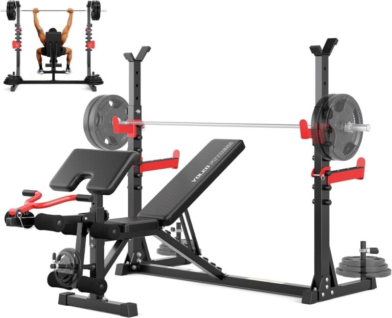 YOLEO Olympic Weight Bench Set, Heavy Duty Bench Press Rack for Home Gym