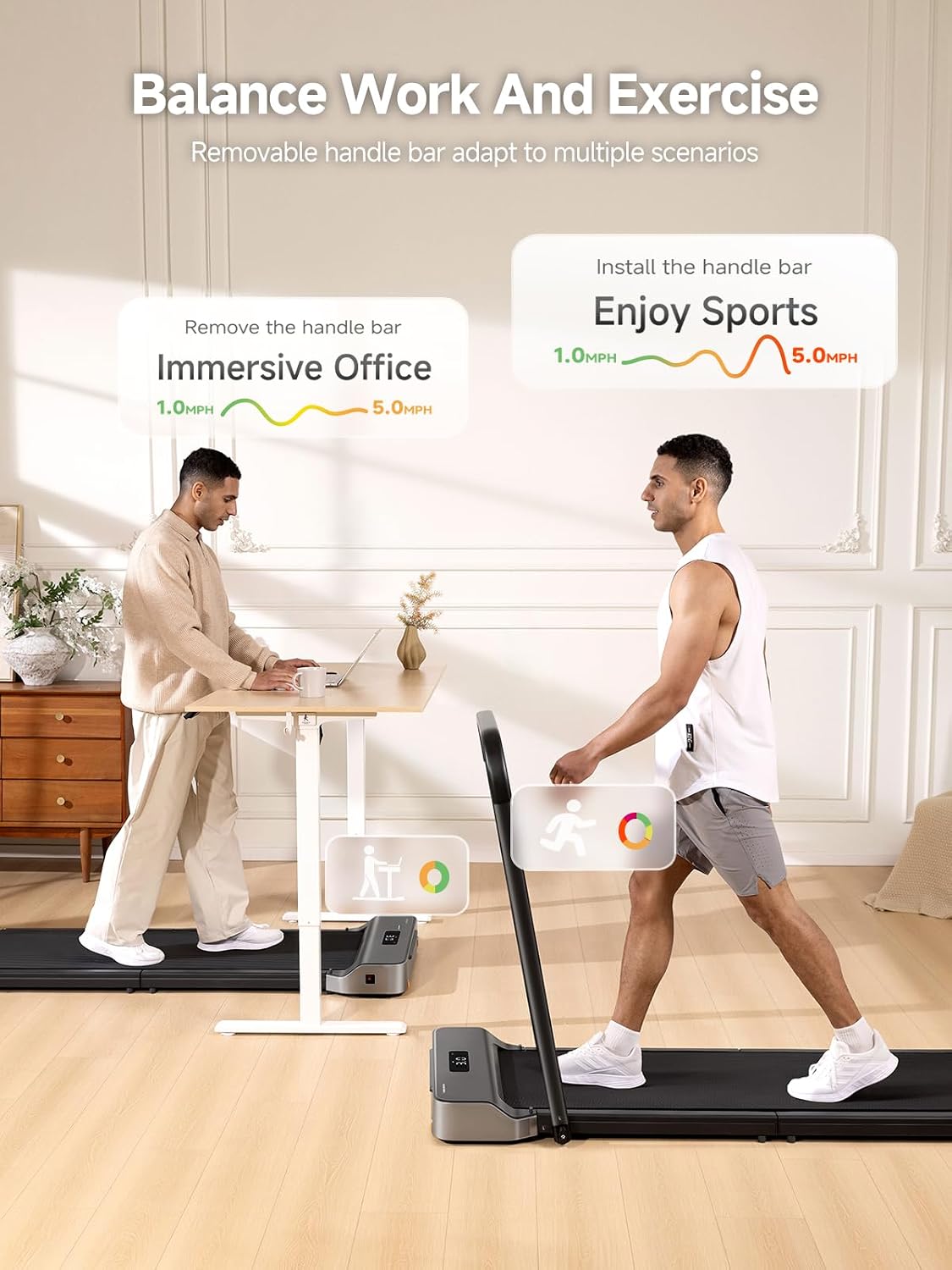WalkingPad Foldable Walking Pad Treadmill with Handle Bar Under Desk - Image 6