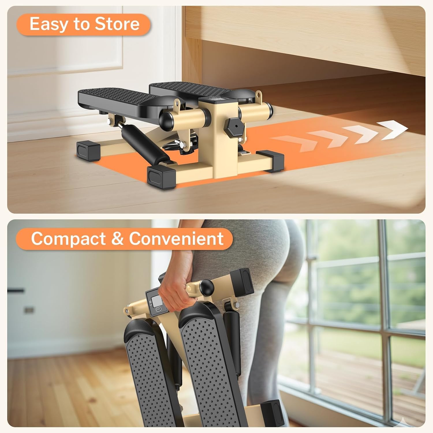 Mini Stair Stepper with Resistance Bands for Home Exercise Compact Stair Stepper with LCD Monitor, 220 lb Capacity, Smooth Low-Impact Cardio Training for Home Daily Workout - Image 6