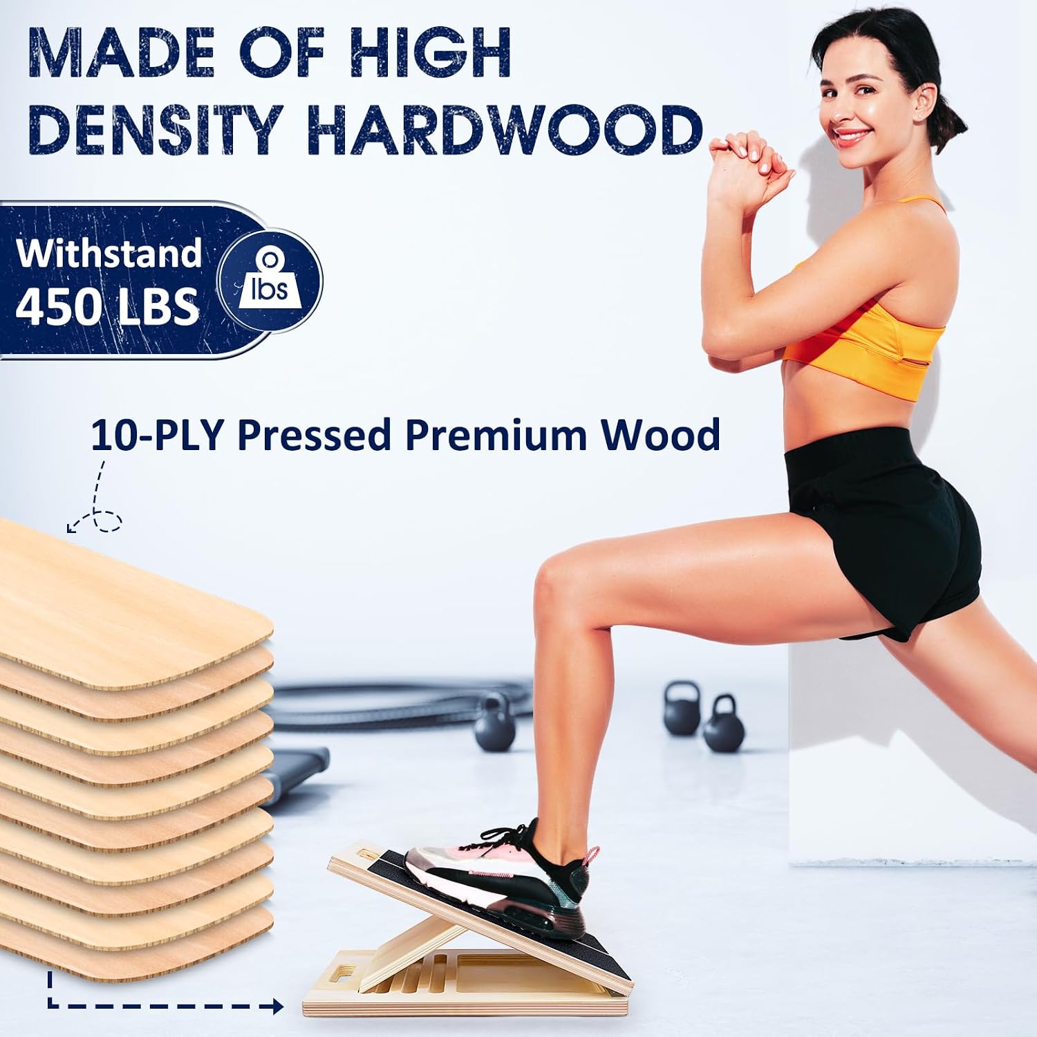 Portable Wooden Slant Board for Calf Stretching Squats Calf Stretcher Pilates Physical Therapy Equipment Adjustable Incline Board for Knees Ankle Heel Feet Leg - Image 3