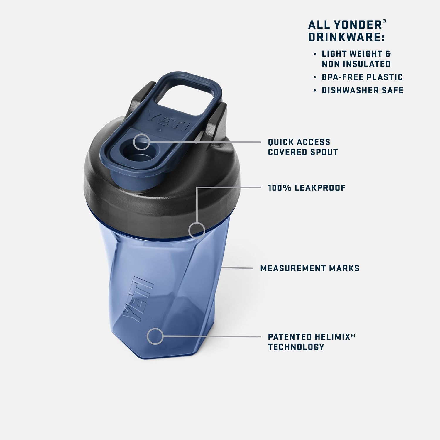 YETI Yonder Helimix Vortex Blender Shaker Bottle Holds up to 20oz | No Blending Ball or Whisk | USA Made | Portable Pre Workout Whey Protein Drink Shaker Cup | Dishwasher Safe, Tropical Pink - Image 3