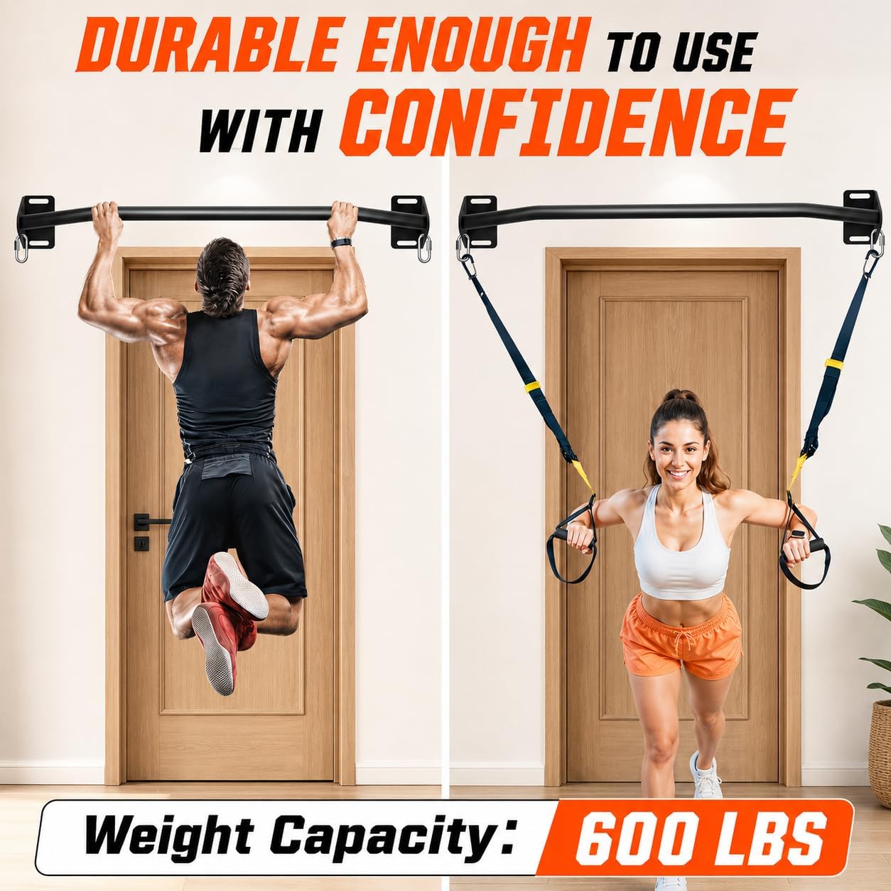 Pull Up Bar Wall Mounted-Heavy Duty Joist Mounted Pull Up Bar-Premium Strength Training Pull-Up Bars-Fast and Easy Installation for Home and Garage Use,Supports up to 600 Lbs - Image 2