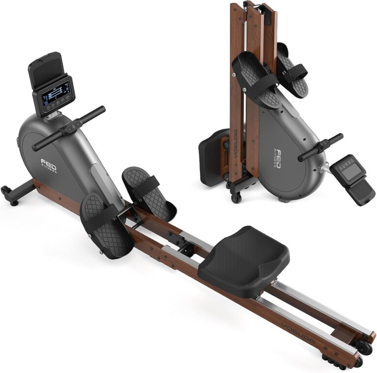 YOSUDA Wooden Rowing Machine for Home, Foldable Magnetic Rower