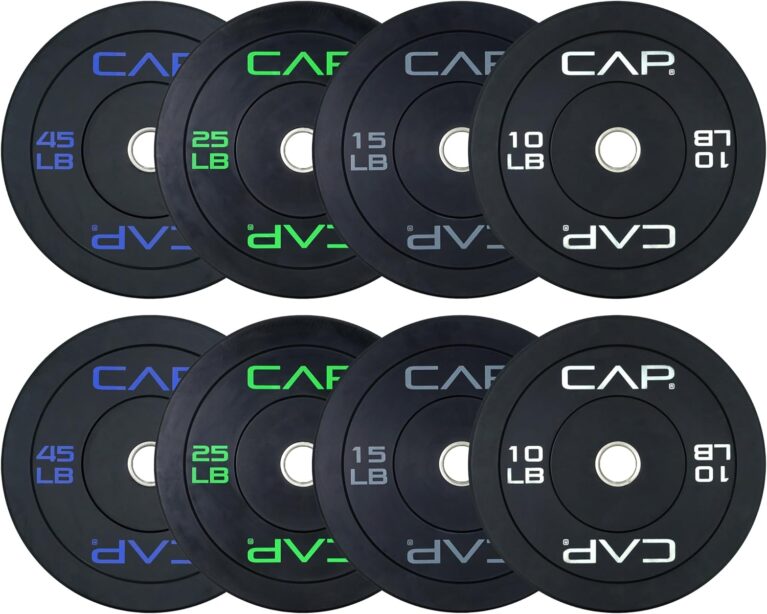 CAP 2-inch Olympic Bumper Plate Weight Set | 100-370 lbs | Multiple Colors | Storage Rack Optional