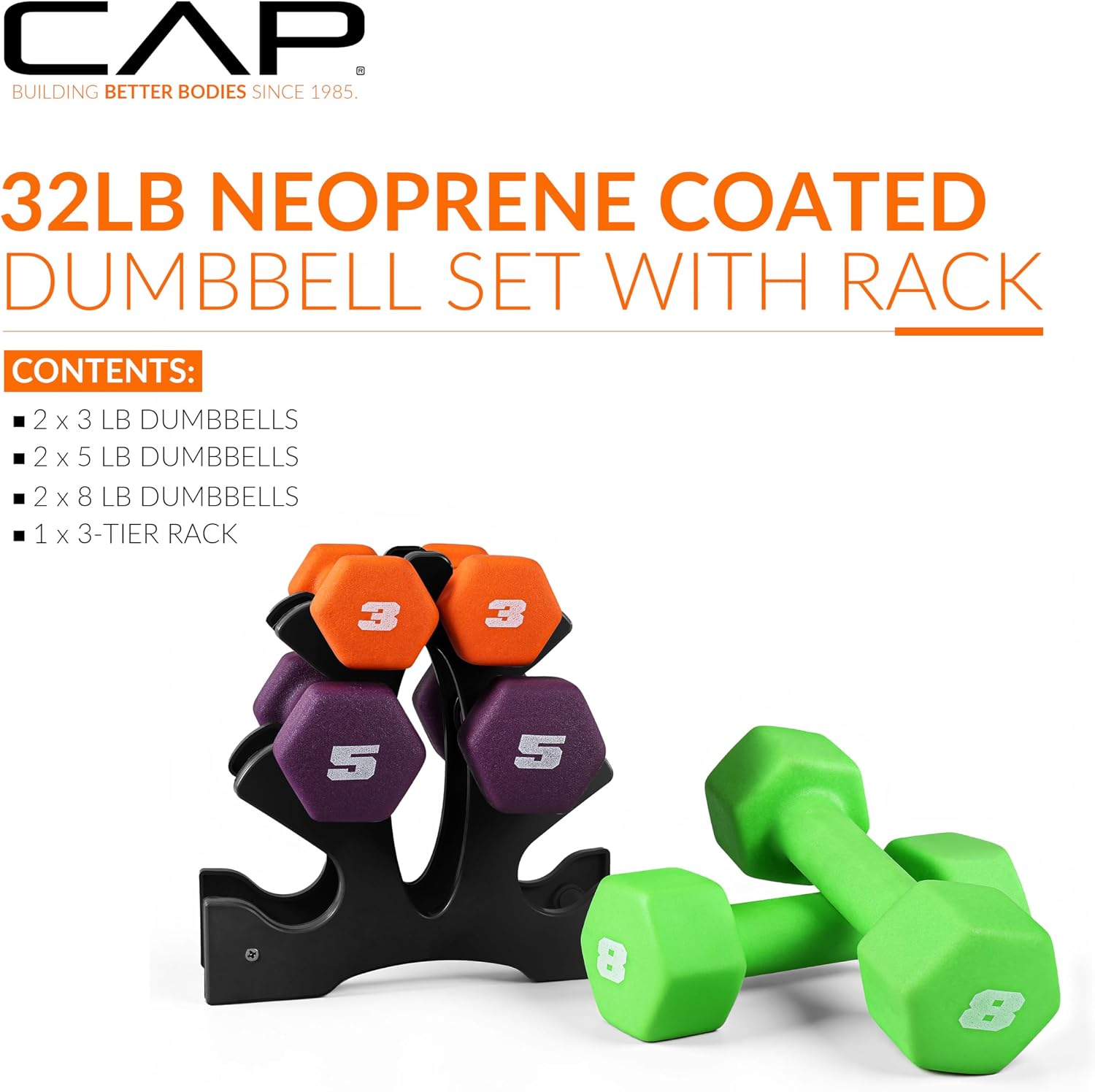 CAP Barbell Neoprene Dumbbell Weights Pairs & Sets | Color Series - Image 2