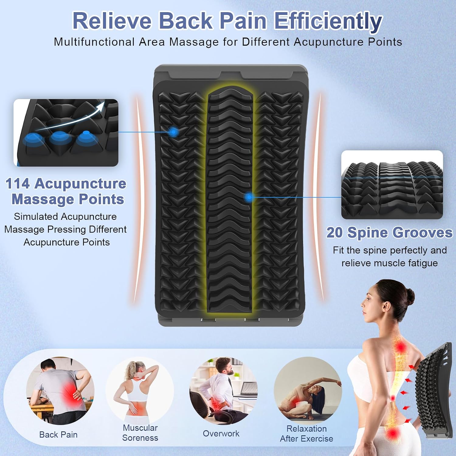 MINOLL Back Stretcher for Lower Back Pain Relief, Multiple Level Adjustable Arch Lumbar Back Cracker Board, Back Cracking Device, Back Massager for Scoliosis, Spine Decompression Support - Image 2