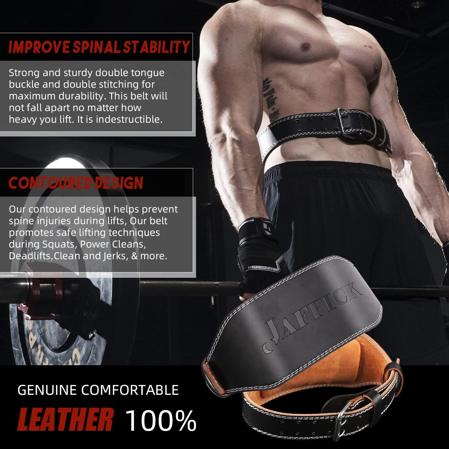 Genuine Leather Weight Lifting Belt for Men Gym Weight Belt Lumbar Back Support Powerlifting Weightlifting Heavy Duty Workout Training Strength Training Equipment - Image 8