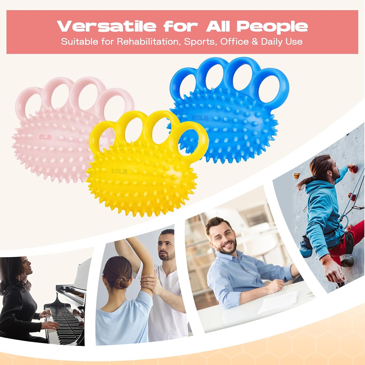Hand Exercise Ball, Finger Therapy Ball, Grip Strengthener for Adults - Stress Relief, Massage Ball, Resistance Training for Wrist Flexibility, Hand Strengthening, Anxiety Relief - Image 7