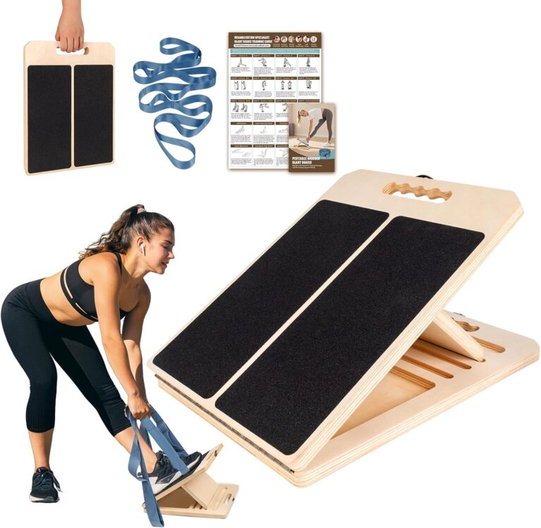 Slant Board Calf Stretch with Stretch Strap, 460 lb Portable Incline Board