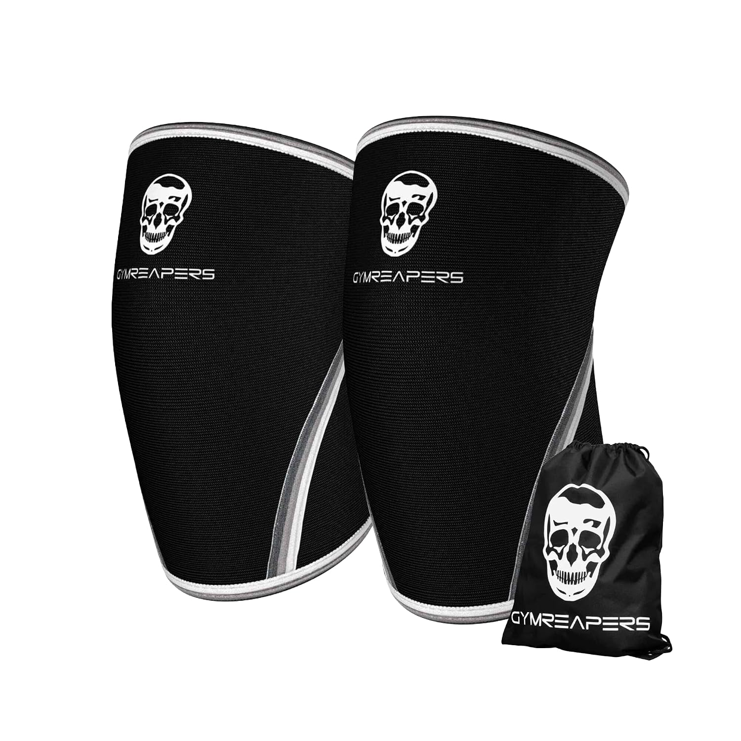 Knee Sleeves (1 Pair) Gym Bag - Knee Sleeve & Compression Brace for Squats, Weightlifting, Fitness, and Powerlifting - Gymreapers 7MM Sleeve Pair - For Men & Women - 1 Year Warranty B/W X-Large