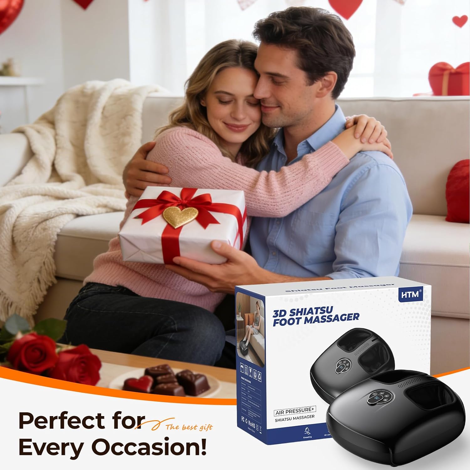 Foot Massager with Heat, 4 Modes & Vibration & Compression & Rolling for Feet Toes Relief, Electric Shiatsu Foot Massager with Remote, Fits Up to Men's Size 12, Gift for Women Men Father's Day - Image 7