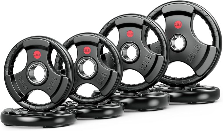 GIKPAL Olympic Weight Plates, 2-Inch Rubber Coated for Strength Training