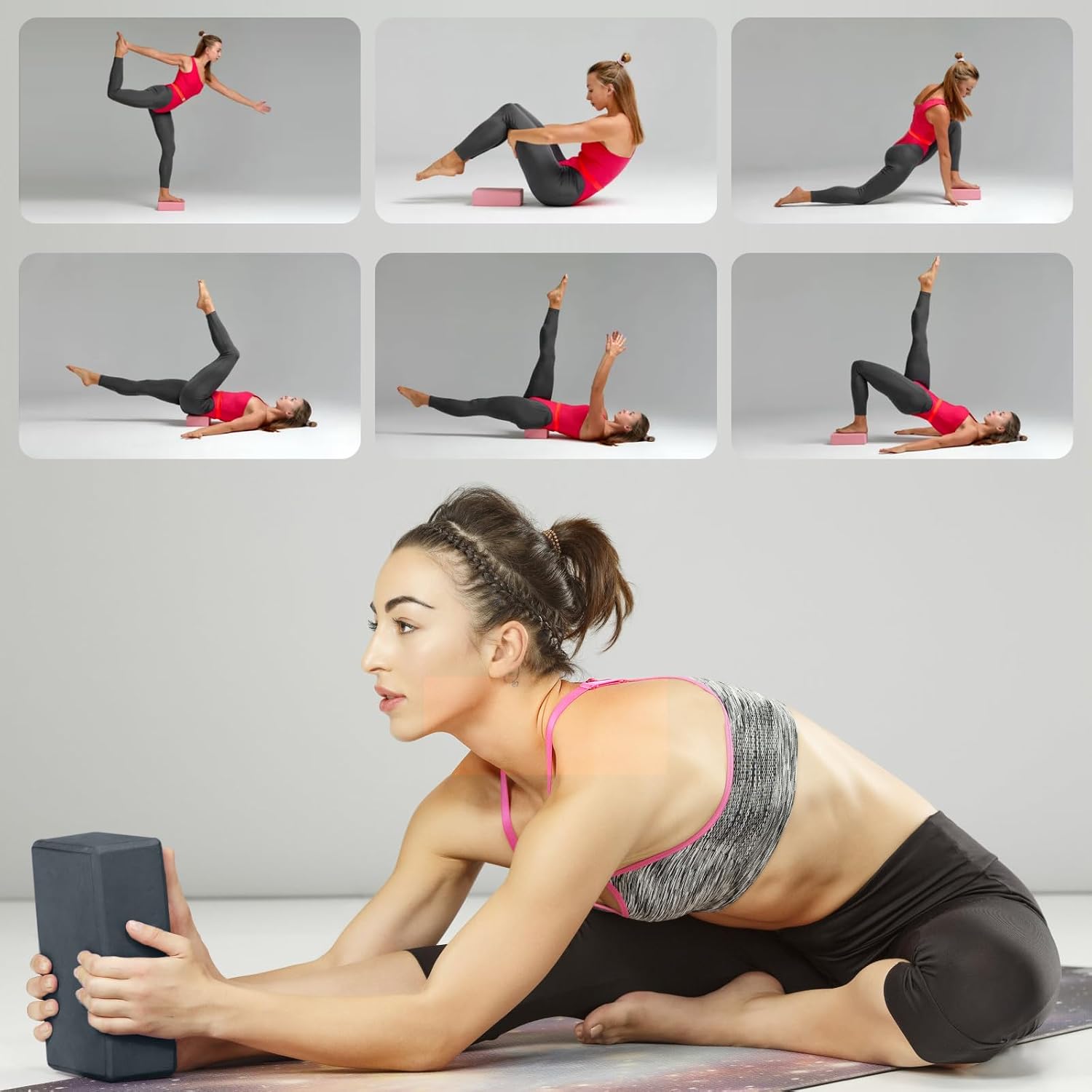 Yoga Blocks 2 Pcs, 9"x6"x3" Yoga Brick Foam Blocks EVA Foam Block Yoga Props Accessories for Yoga Pilates Stretching and Meditation - Image 7