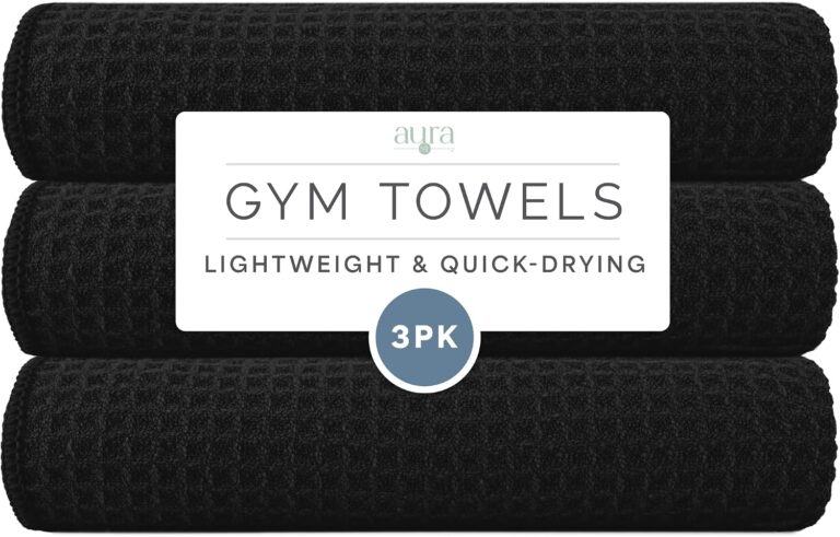 S&T INC. Microfiber Gym Towels, 3 Pack, 16" x 27", Honeycomb Black