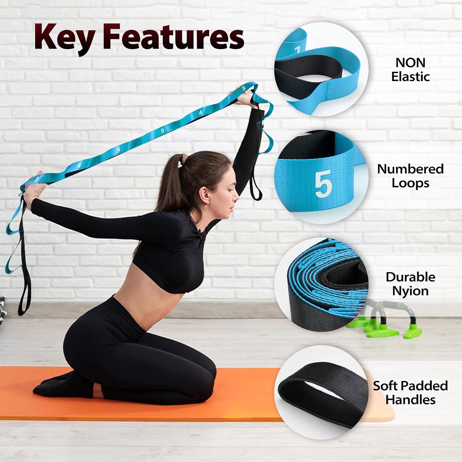 Acozycoo Stretching Strap with Loops for Physical Therapy,Knee,Calf,Back - Image 3
