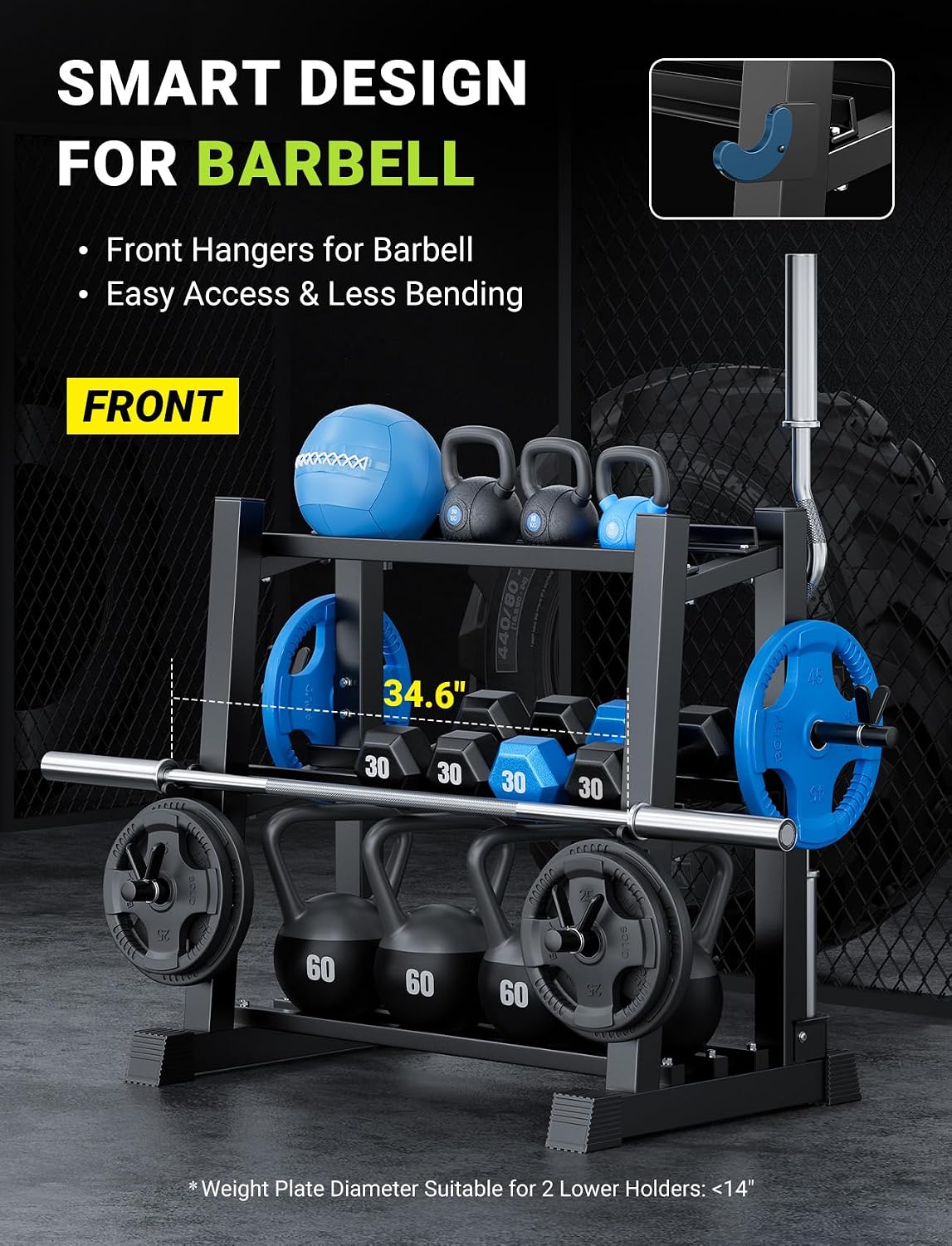 YOLEO Dumbbell Rack - 3 Tier & 5 Tier Compact Weight Rack for Dumbbell, Kettlebell, Barbell, Heavy Duty Weight Storage Organizer, Space-Saving Dumbbell Storage Stand Holder for Home Gym - 1100LBS Capacity (Rack Only) (MAX, Rectangular Frame) - Image 2