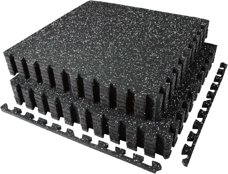 AIRHOP 0.56in Thick 48 Sq Ft Exercise Equipment Mats, 12 Tiles Upgraded Rubber Top with High Density EVA Foam, Large Interlocking Puzzle Gym Flooring for Home Gym, Heavy Weight Workout, 24 x 24in