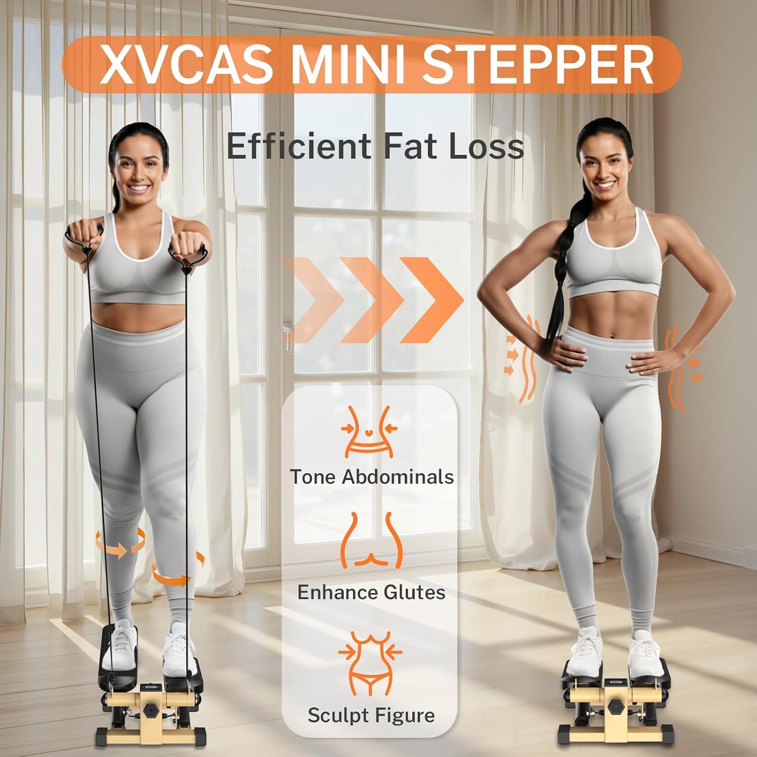 Mini Stair Stepper with Resistance Bands for Home Exercise Compact Stair Stepper with LCD Monitor, 220 lb Capacity, Smooth Low-Impact Cardio Training for Home Daily Workout - Image 2