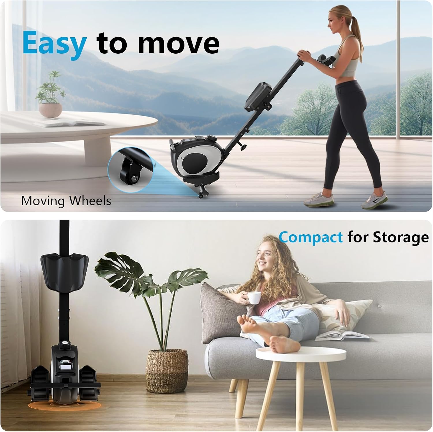 Magnetic Rowing Machine for Home | Adjustable 8-Speed Booster | Burn Fat & Sculpt Muscles | Supports Up to 265 LBS | Phone/Tablet-Ready Design - Image 7
