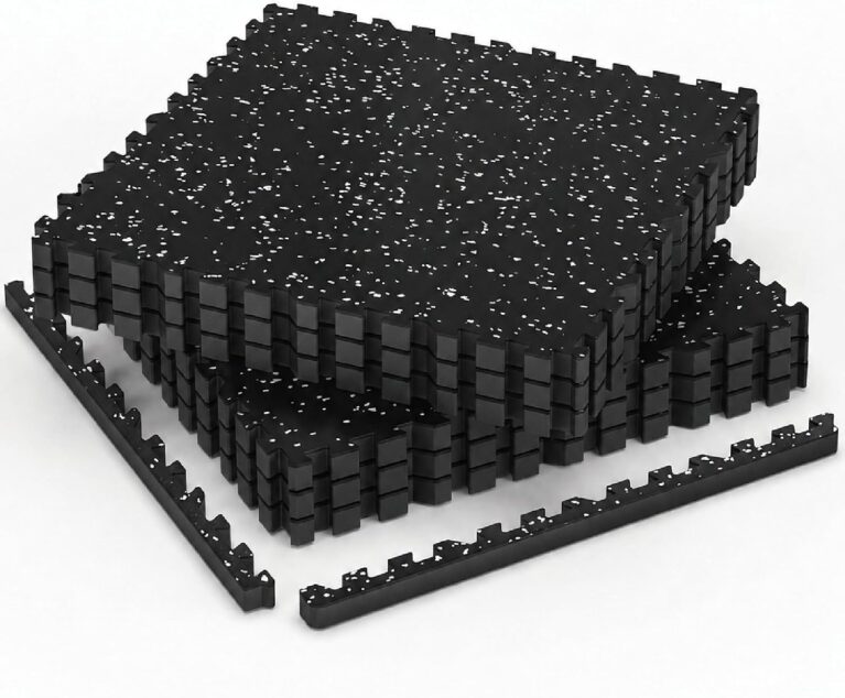 AIRHOP 1" Ultra-Thick 24 Sq Ft Rubber Top Gym Flooring for Home Gym