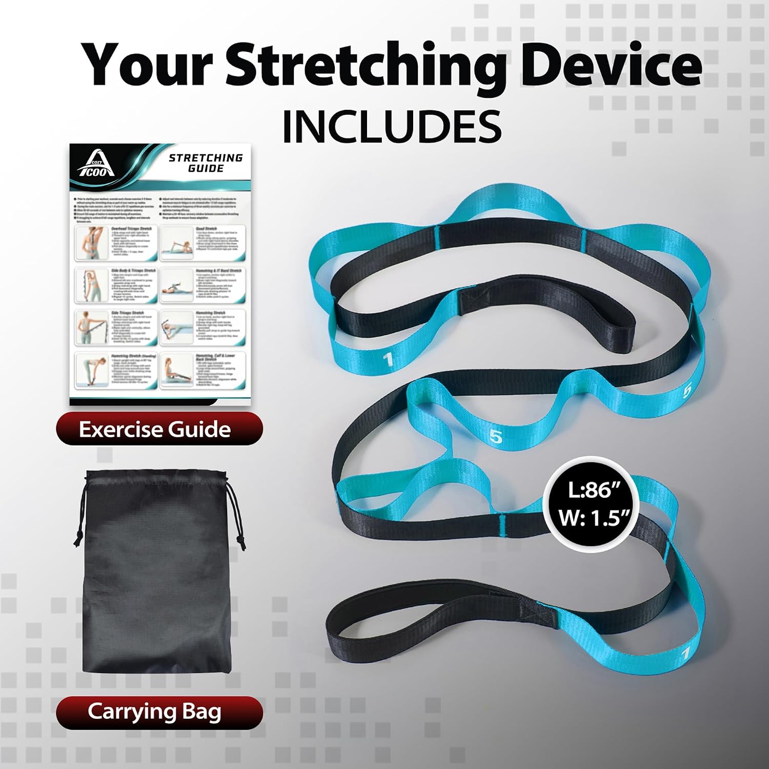 Acozycoo Stretching Strap with Loops for Physical Therapy,Knee,Calf,Back - Image 2